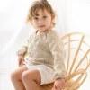 Camisa lino bordada color beige