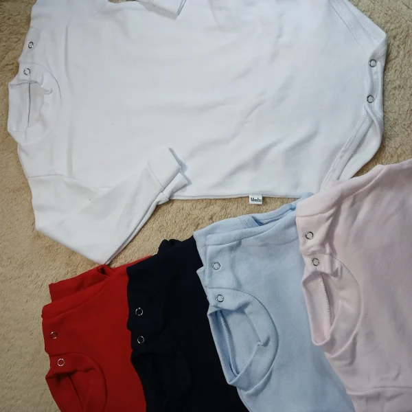 Bodys polera 100% algodón lisos talles del 1 al 5