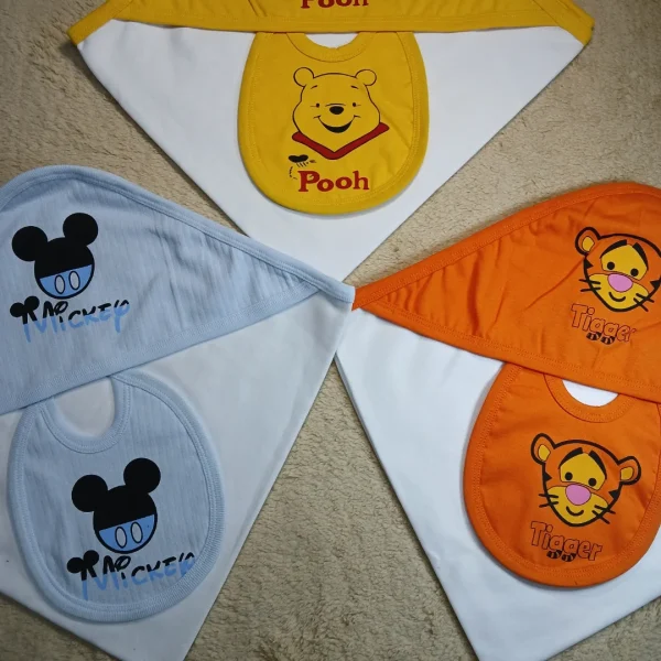 Mantas recibidoras de algodón con babero estampadas c/u